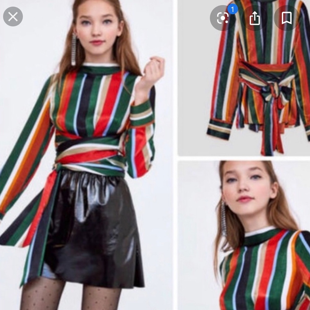 Zara. Striped top. With belt.